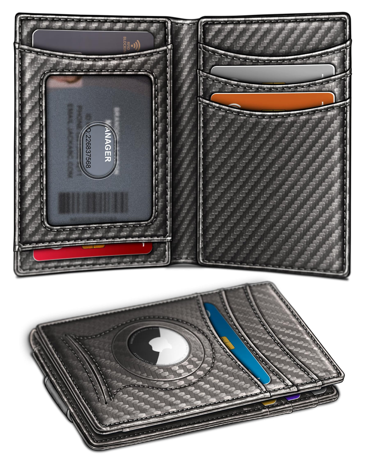 BULLIANT Magnetic Slim Leather Pocket Wallet Money Clip For Men 12Cards