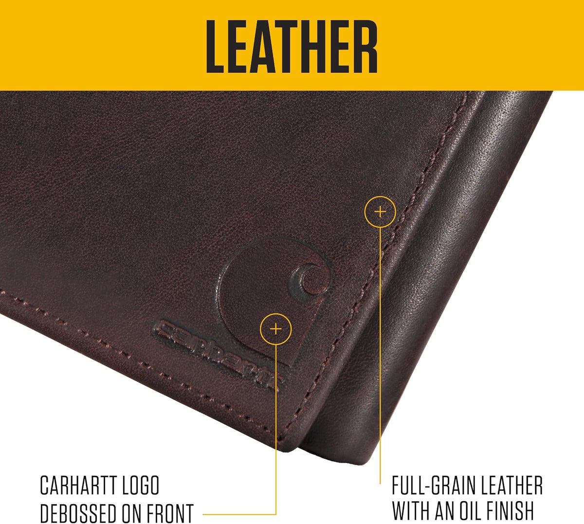Carhartt Oil Tan Leather Trifold Wallet Brown