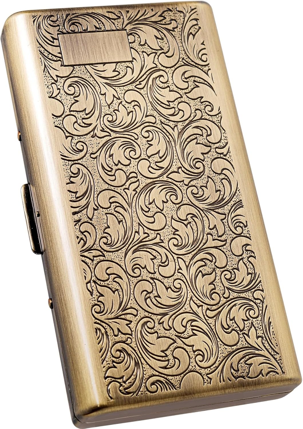 Goshentech Vintage Cigarette case,14 Capacity,Metal Plated Metallic Glossy Black,Double-Sided,Bank Card case, Cash Box(100mm King Size) (Bronze)