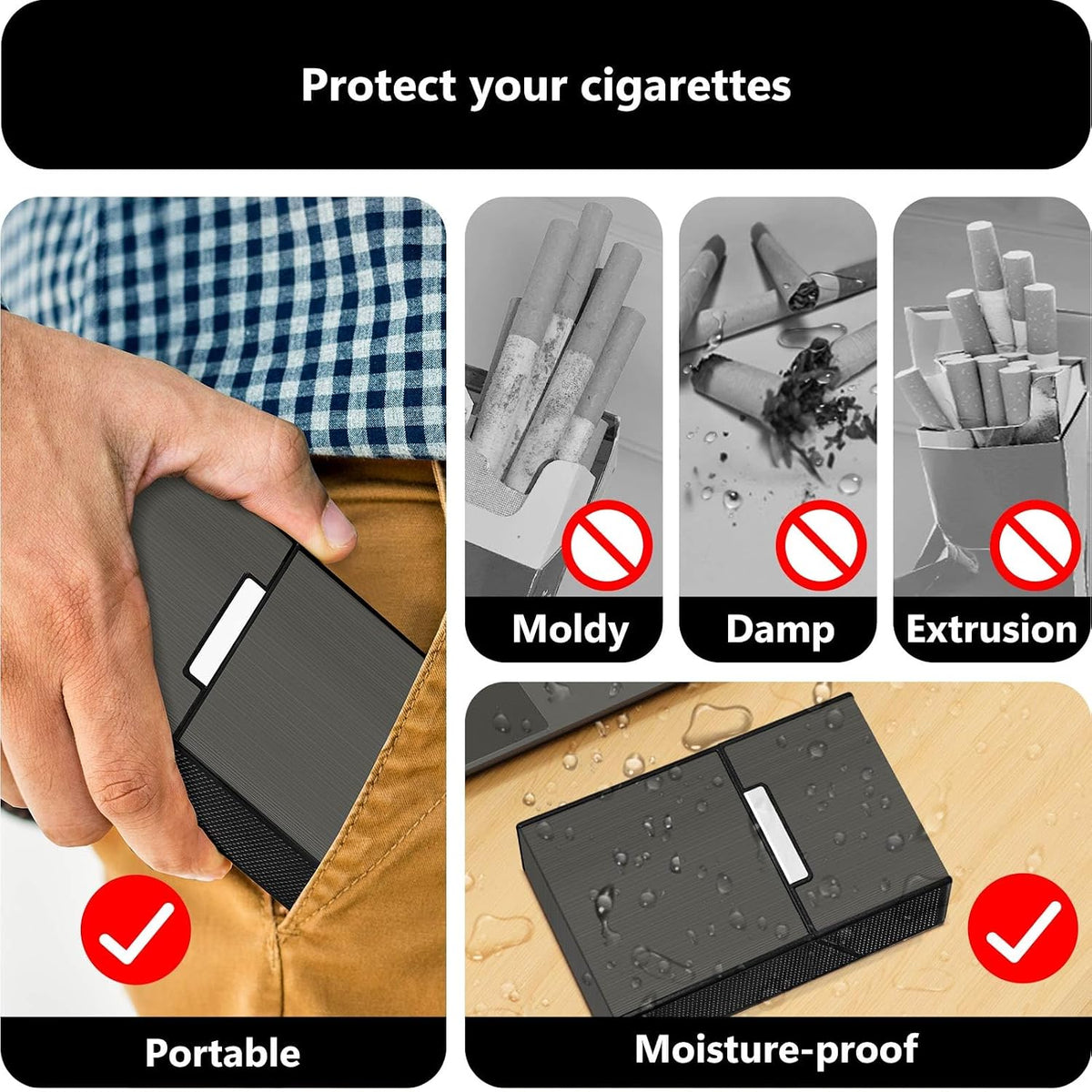 roygra Cigarette Case (2 Pack), Rechargeable Lighter and USB Charging Cable
