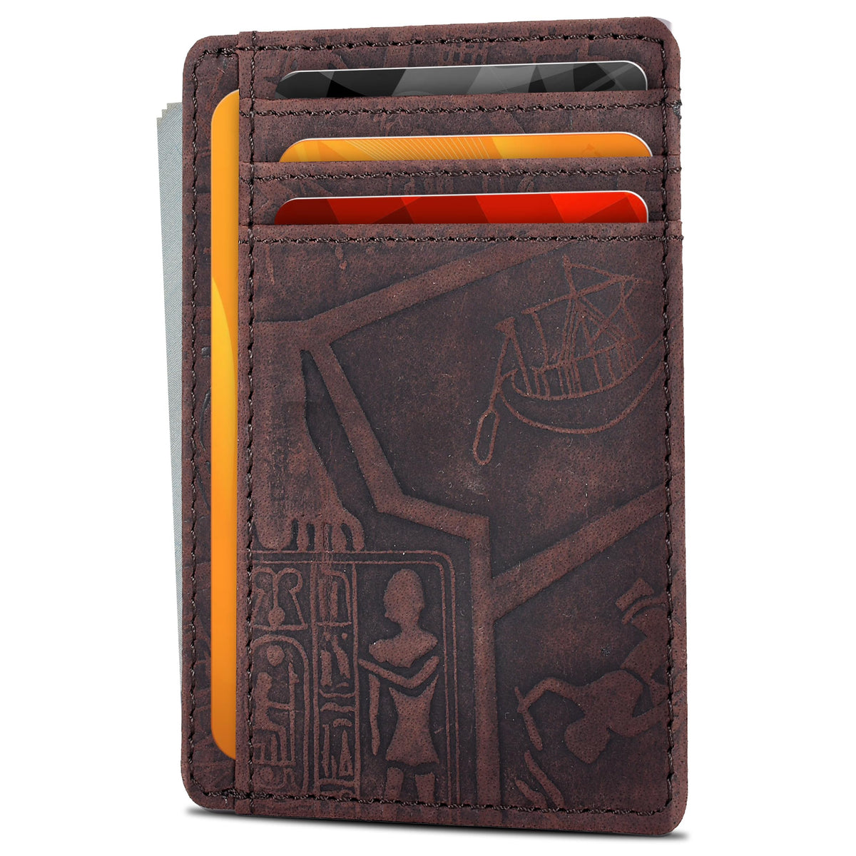 Slim Minimalist RFID Leather Wallet, Front Pocket Card Holder, Ebony