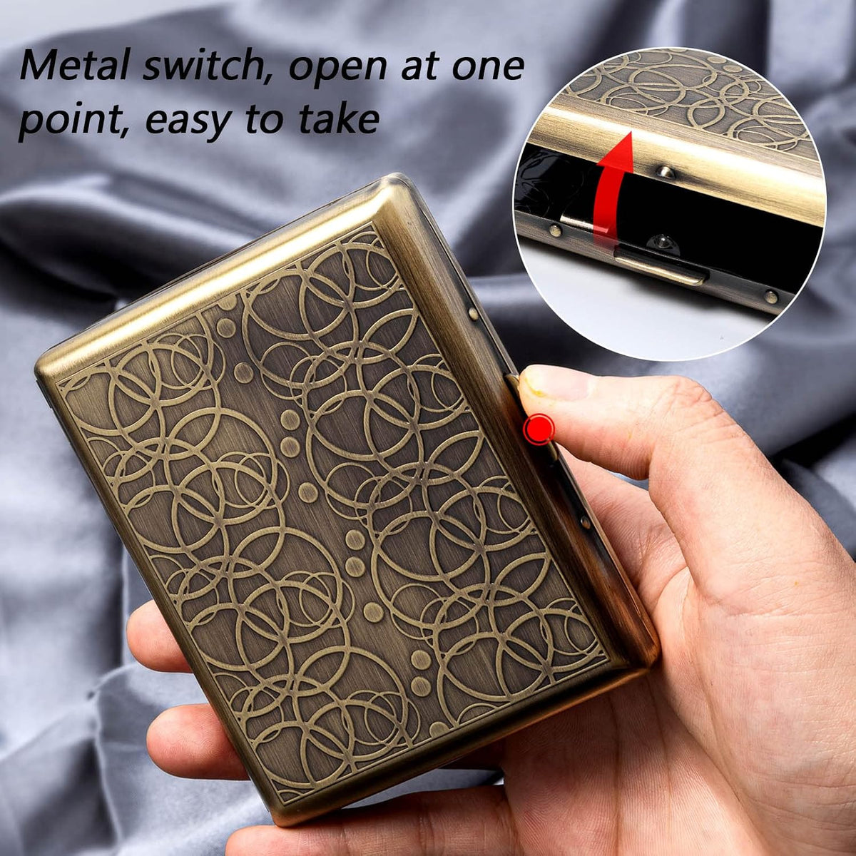 Goshentech Retro Metal case,Plated Bronze,20 Capacity,for Men and Women (Bronze,100mm King Size)
