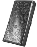 Cigarette Case Victorian Style Metal Holder for Regular, King and 100's Size Pocket Protective Security Wallet (ES100,Black)