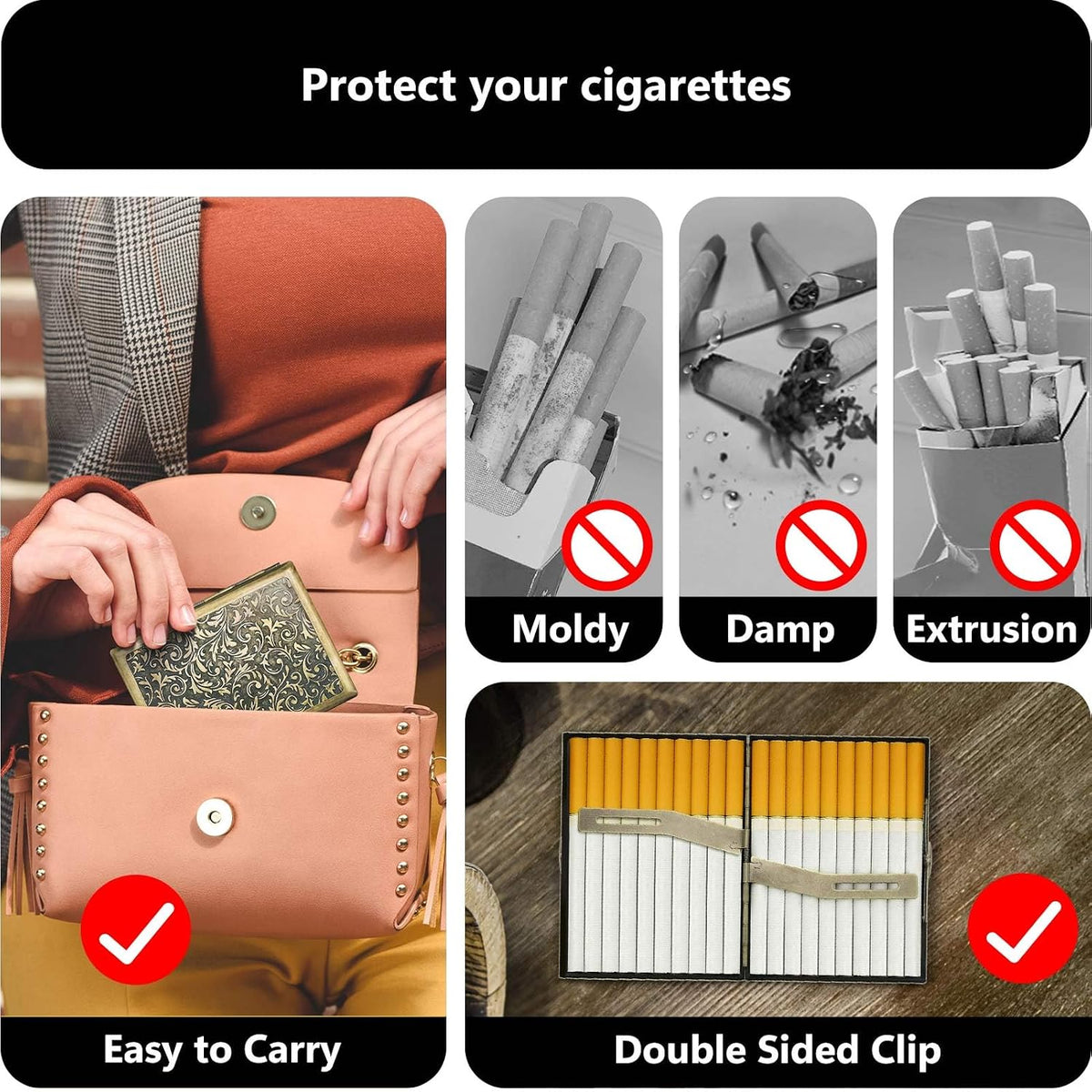 roygra Cigarette Case, Retro Zinc Alloy, Cigarette Holder Case for Outdoor