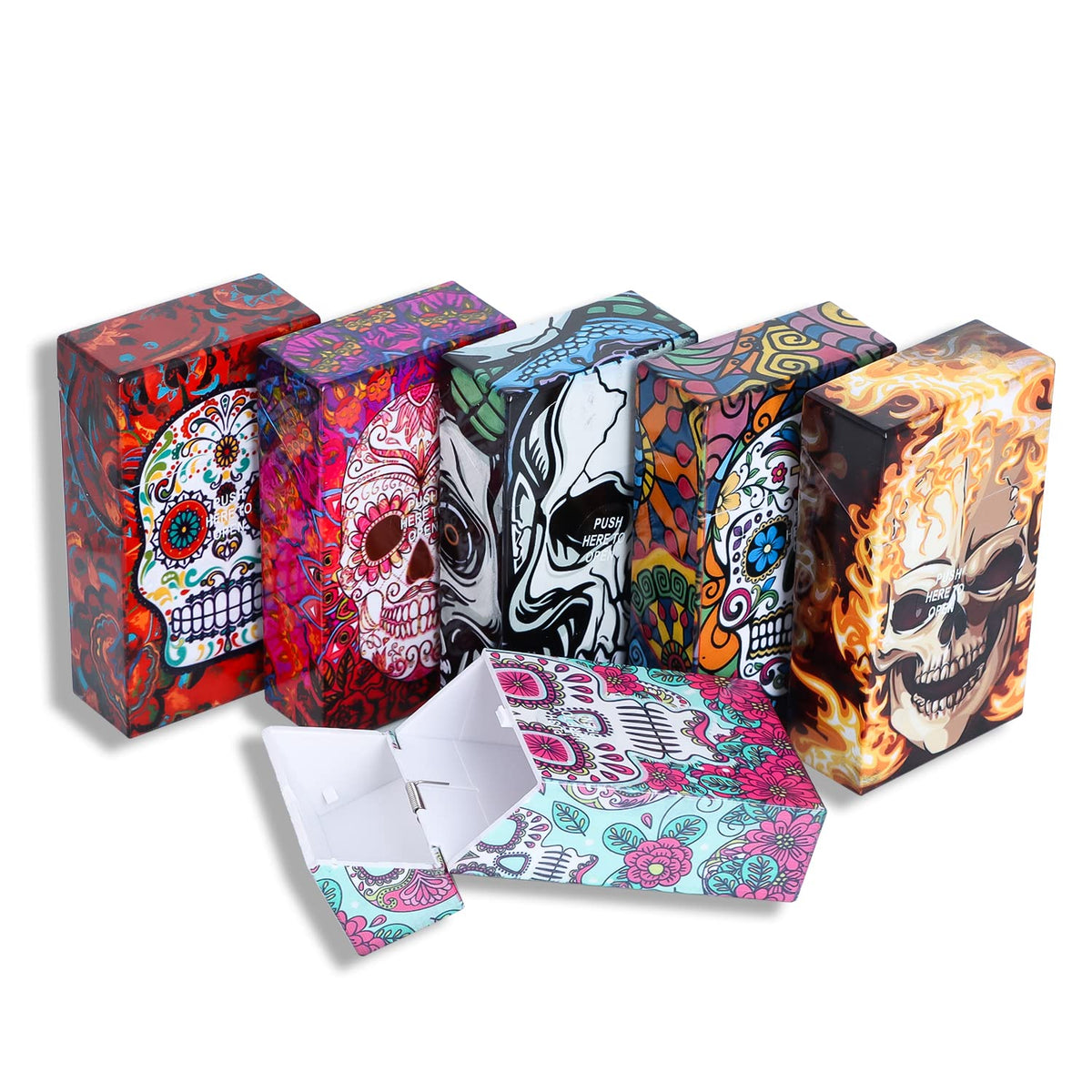 Cigarette Case/Box - Normal Size Cigarette Holder Case Skul Style Box(6 Boxes) (Normal-6Boxes)