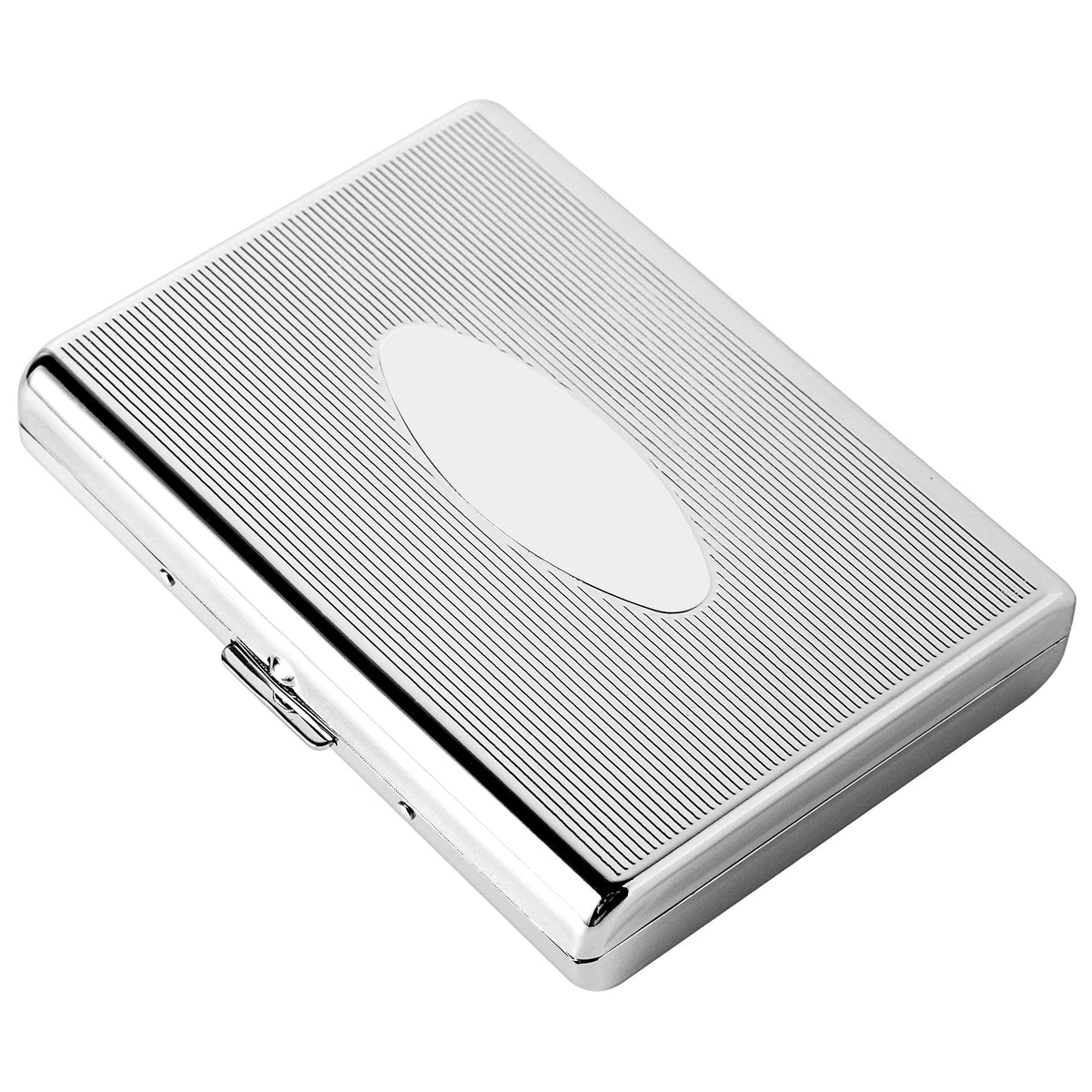 Metal Carry Cigarette Case, Double Sided Spring Clip,Holds 10 100mm Cigarettes (Vines Silver)