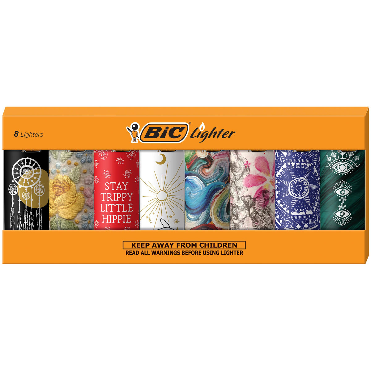 BIC Maxi Pocket Lighter, Special Edition Counterculture Series, 8 Count