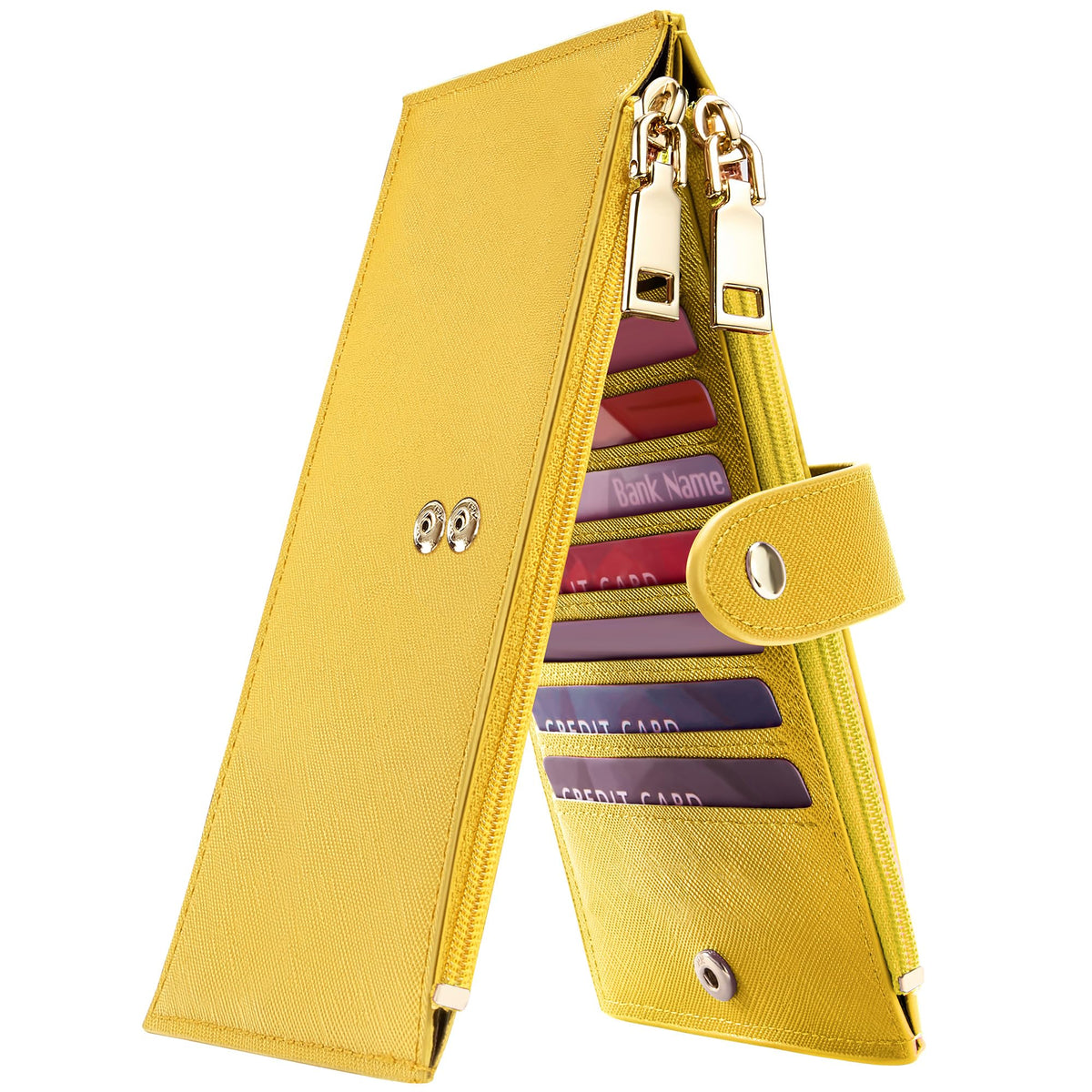 Travelambo RFID Wallet Women Large Size Bifold Multi Card Wallet Case with Zipper Pocke Credit Card Holder for Women