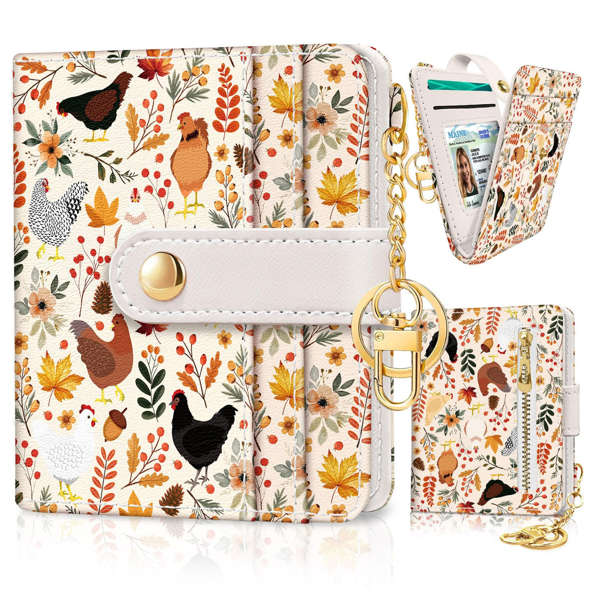 Jogjam Black Cat Floral Rfid Women Wallet, Small Slim Credit Card Holder