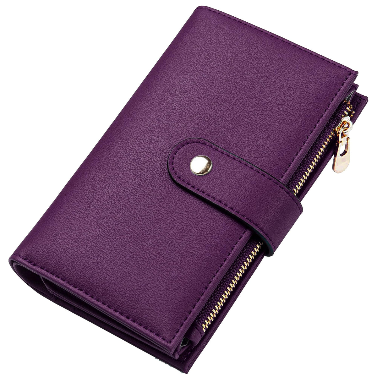yiijay Women's Wallets RFID Blocking Leather Trifold Clutch Wallet Credit Card Holder Ladies Travel Wallet Purse with Passport/Pen Holder