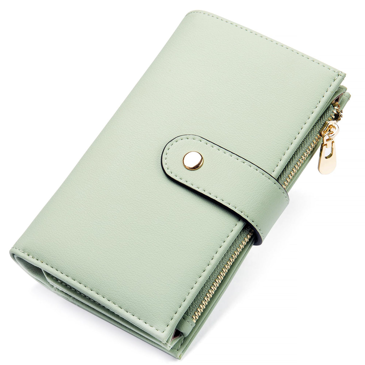 yiijay Women's Wallets RFID Blocking Leather Trifold Clutch Wallet Credit Card Holder Ladies Travel Wallet Purse with Passport/Pen Holder