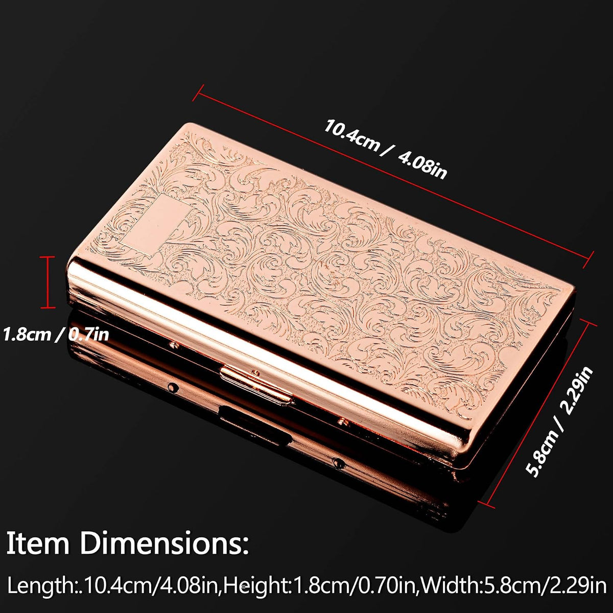 Goshentech Vintage Metal case,14 Capacity,Metal Plated Rose Gold,Double-Sided Open(Rose Gold,100mm King Size)
