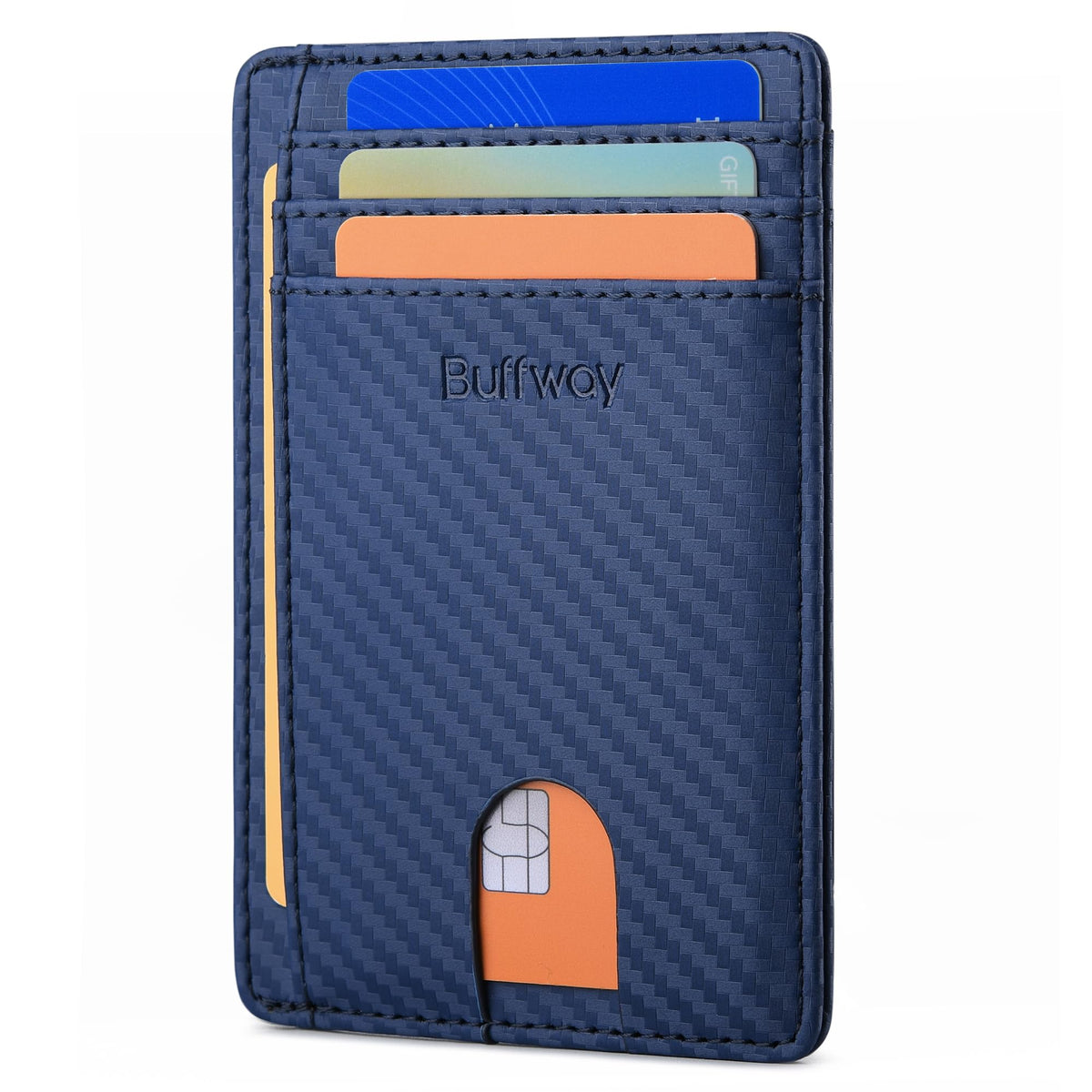 Buffway Slim Minimalist Front Pocket RFID Blocking Leather Wallets for Men and Women - Cross Black