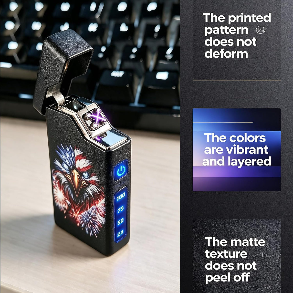 Personalized Photo Plasma Arc Lighter Flameless Windproof Electric Lighters