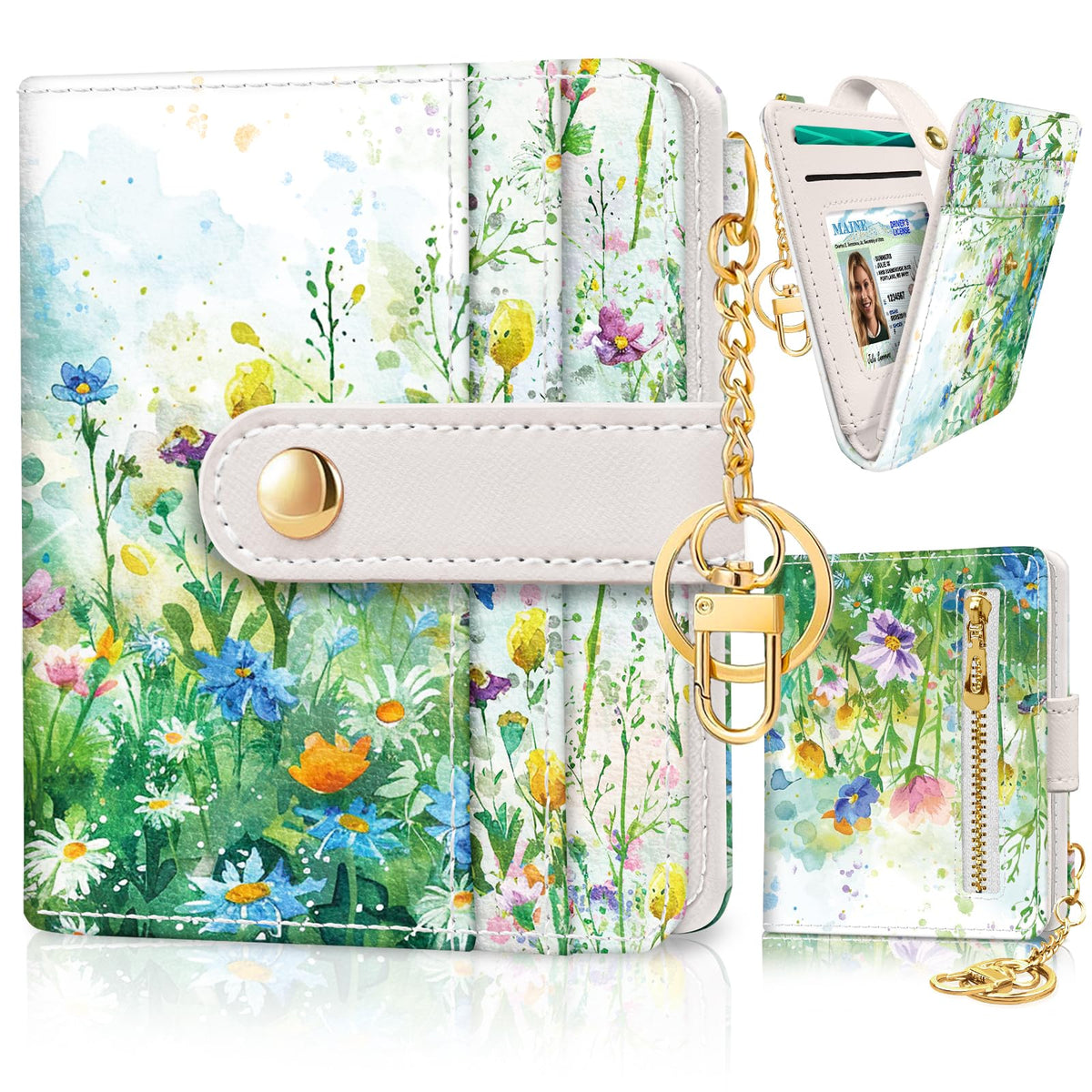 Jogjam Black Cat Floral Rfid Women Wallet, Small Slim Credit Card Holder