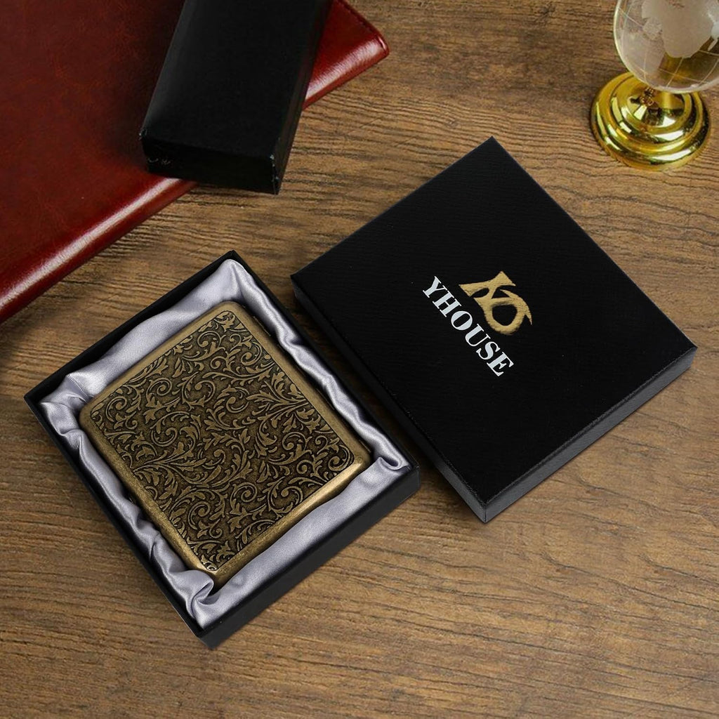 Retro Metal Cigarette Case with Spring Clip Holds 20 Cigarettes