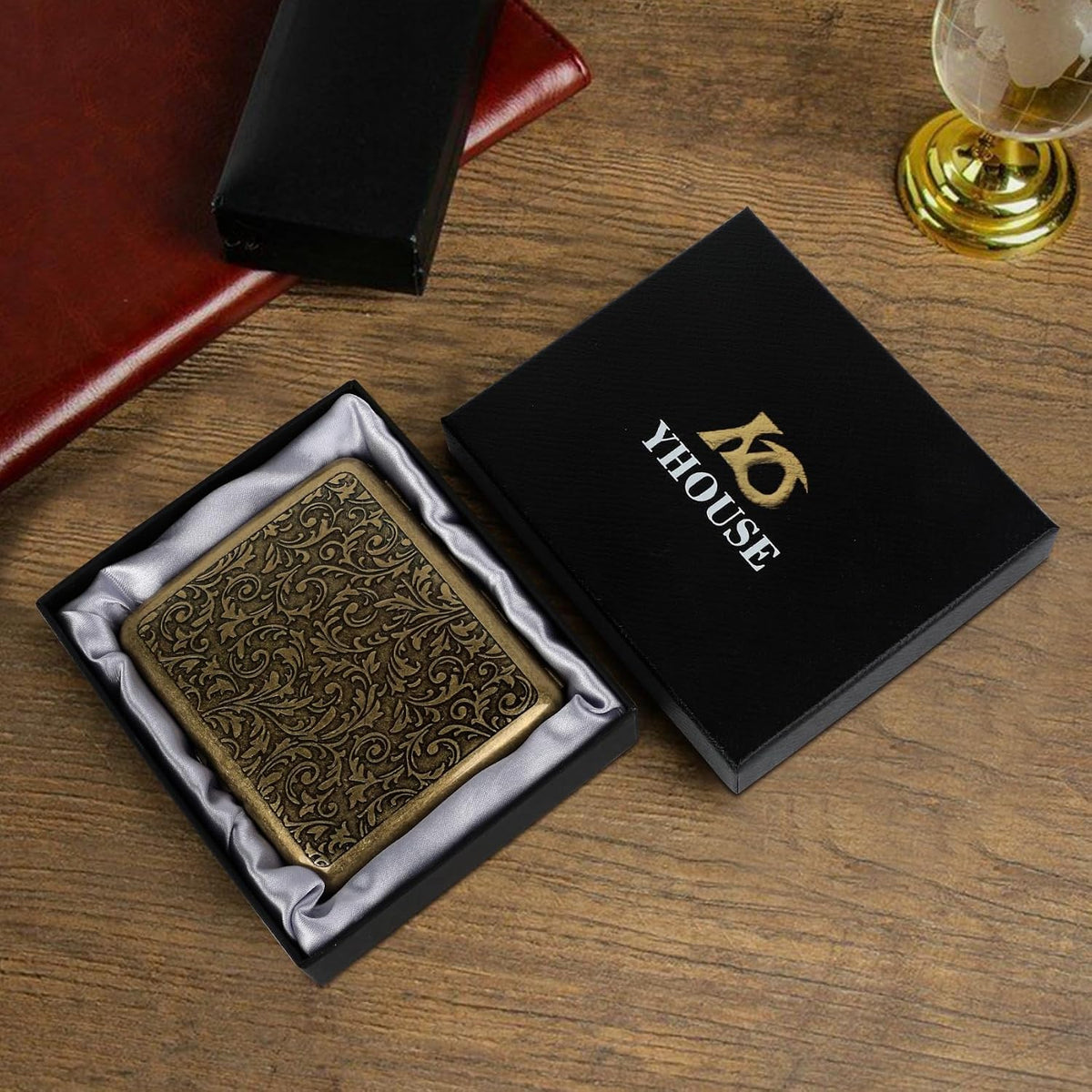 Retro Metal Cigarette Case with Spring Clip Holds 20 Cigarettes