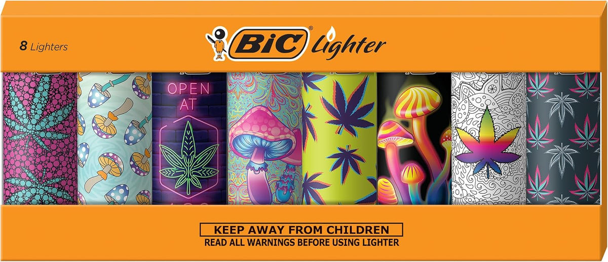 BIC Maxi Pocket Lighter, Special Edition Counterculture Series, 8 Count