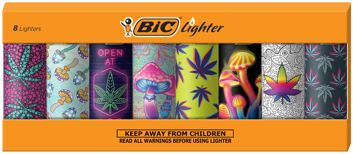 BIC Maxi Pocket Lighter, Special Edition Counterculture Series, 8 Count