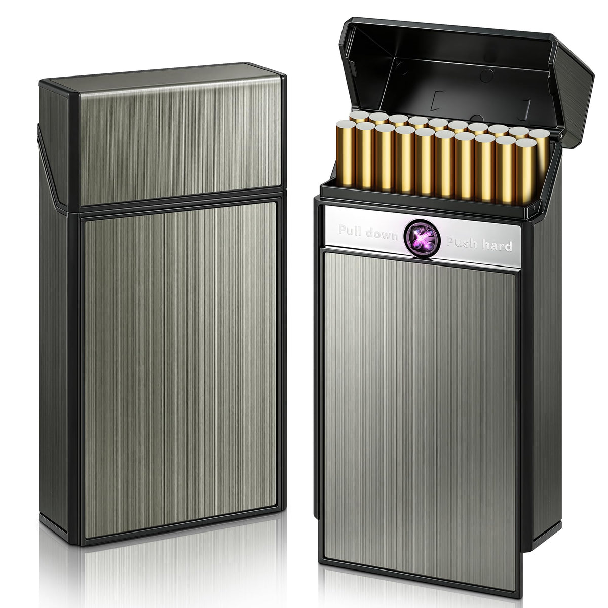 x-lighter XL079 Cigarette Case for 100's King Size, with Electric Coil Lighter, Gift Package