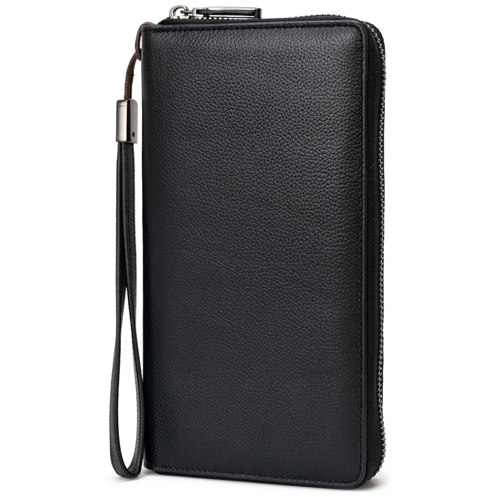 Bveyzi Women RFID Blocking Wallet Leather Zip Around Phone Clutch Large Capacity Ladies Travel Purse Wristlet