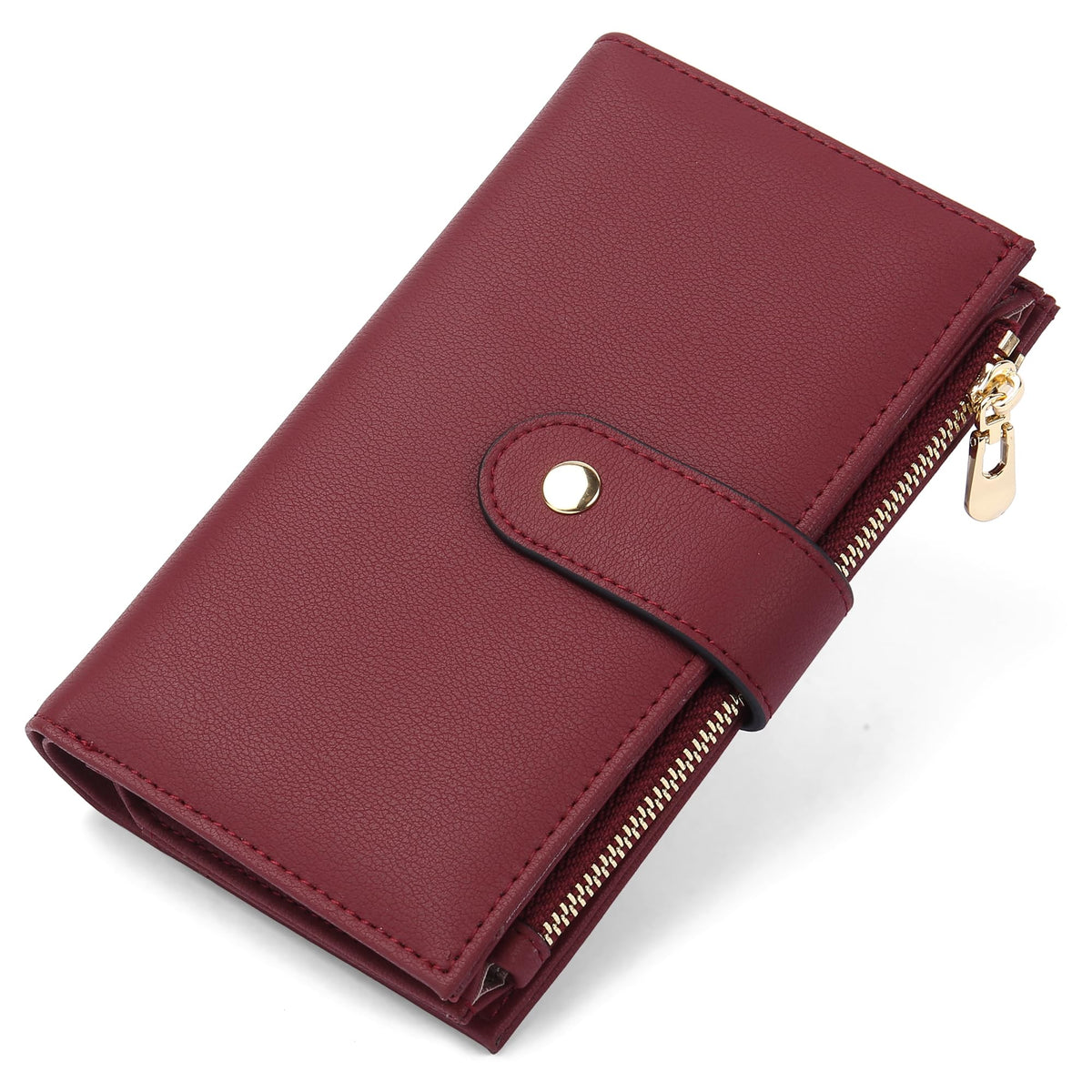 yiijay Women's Wallets RFID Blocking Leather Trifold Clutch Wallet Credit Card Holder Ladies Travel Wallet Purse with Passport/Pen Holder