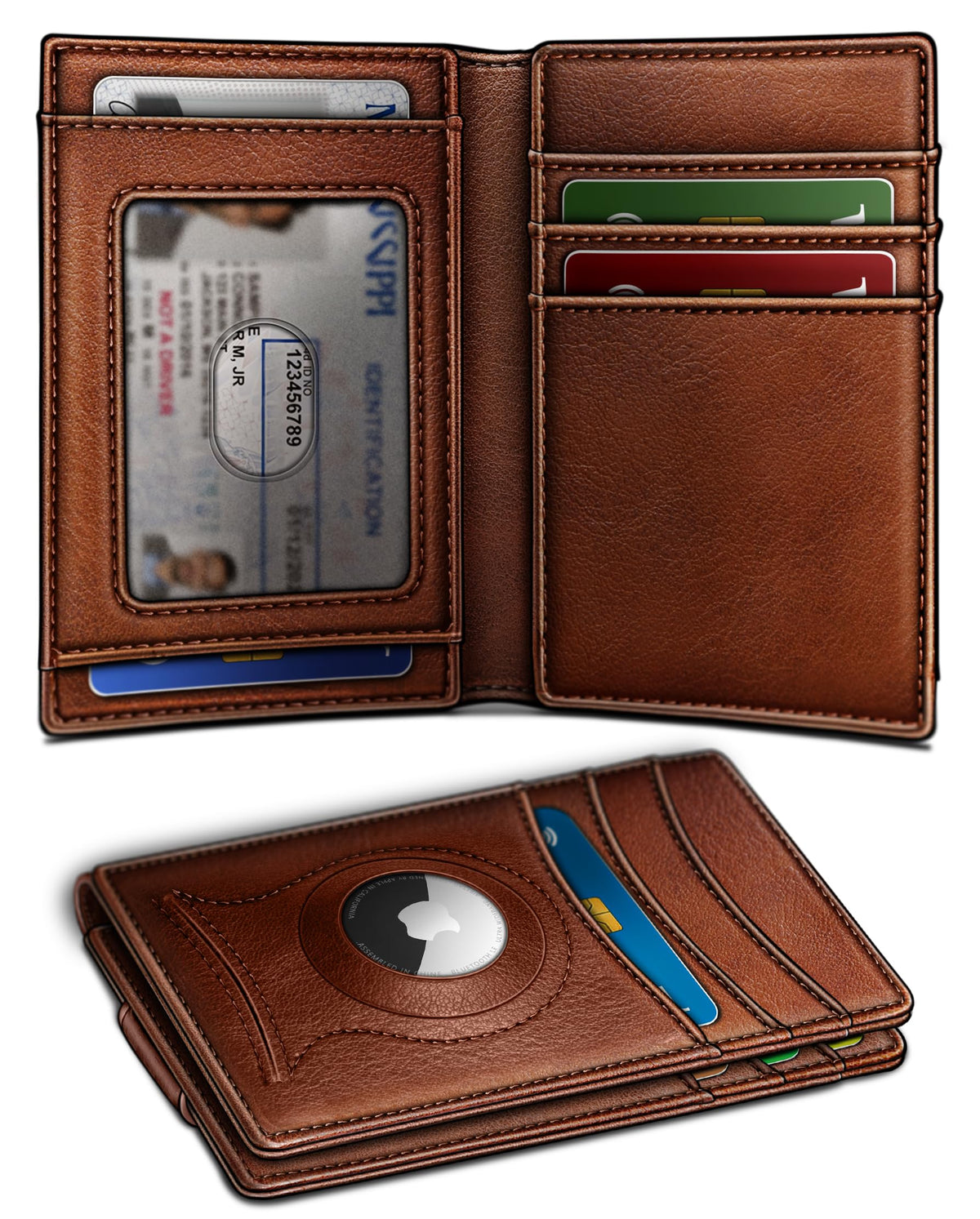 BULLIANT Magnetic Slim Leather Pocket Wallet Money Clip For Men 12Cards