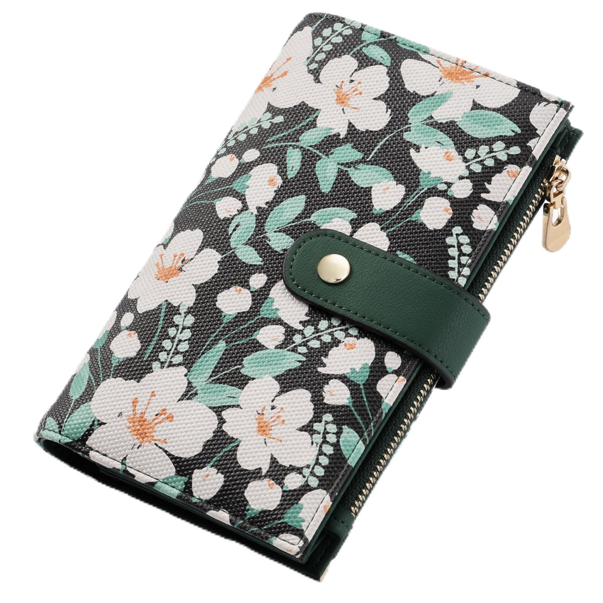 yiijay Women's Wallets RFID Blocking Leather Trifold Clutch Wallet Credit Card Holder Ladies Travel Wallet Purse with Passport/Pen Holder