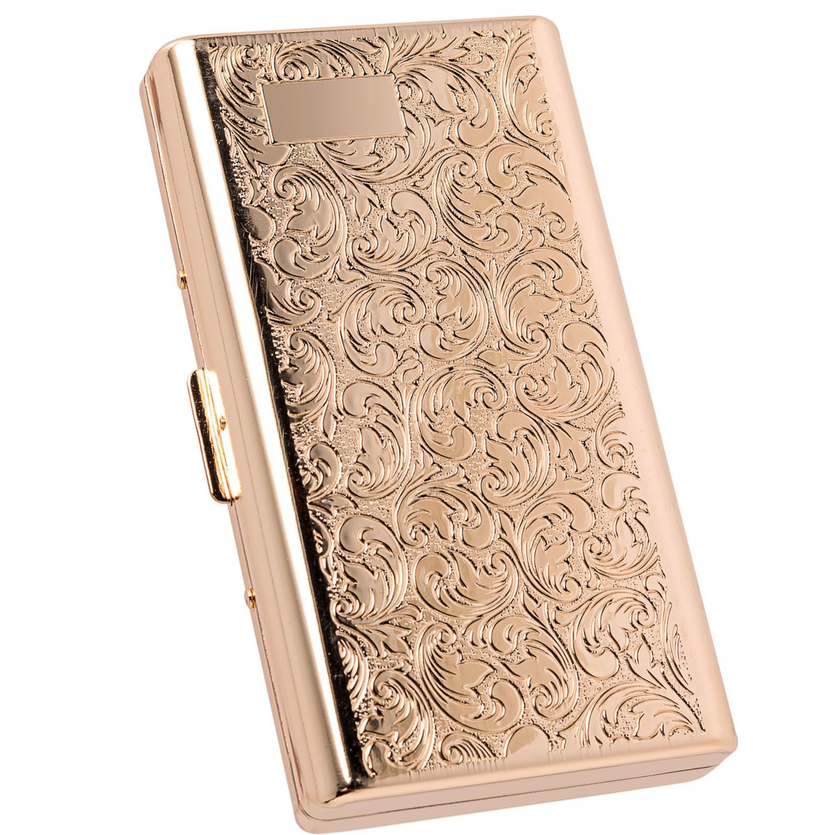 Goshentech Vintage Cigarette case,14 Capacity,Metal Plated Metallic Glossy Black,Double-Sided,Bank Card case, Cash Box(100mm King Size) (Bronze)