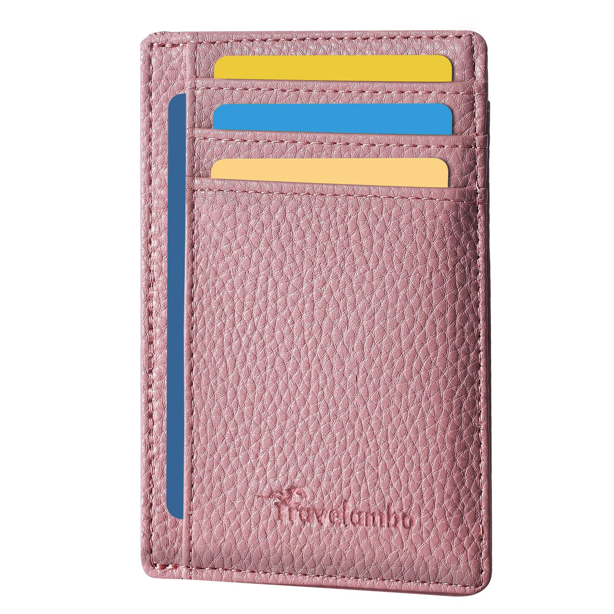 Travelambo Front Pocket Minimalist Leather Slim Wallet RFID Blocking Medium Size