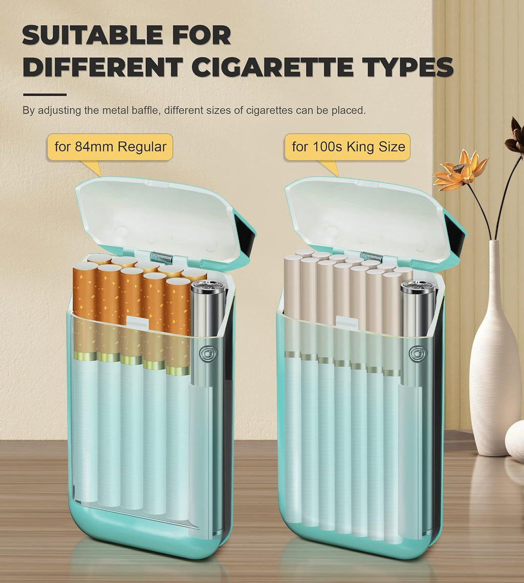 x-lighter XL606 Cigarette Case for 100s King Size, with Electric Rechargeable Lighter, Smell-Proof, Gift for Women & Men