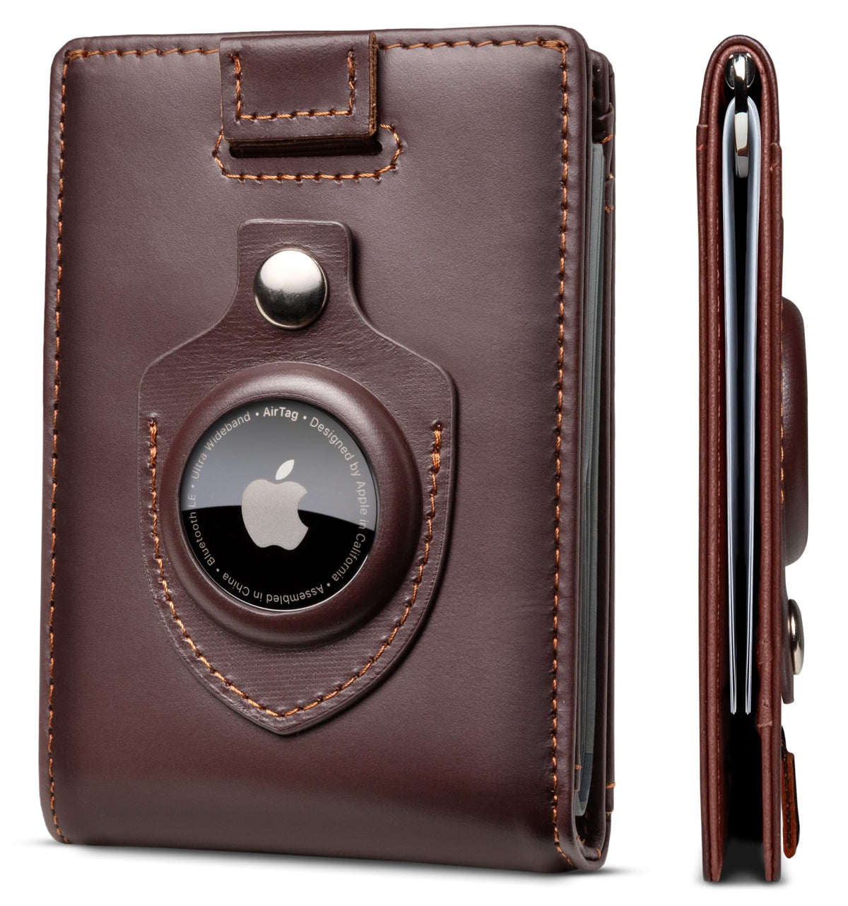 SERMAN BRANDS RFID Blocking Slim Bifold Genuine Leather Minimalist Front Pocket Wallets for Men with Money Clip Thin Mens