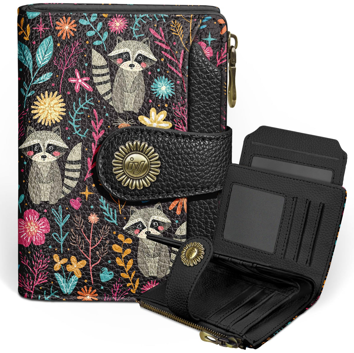 Icycay Cat Small Wallet Women RFID Blocking Bifold Cute Credit Card Holder
