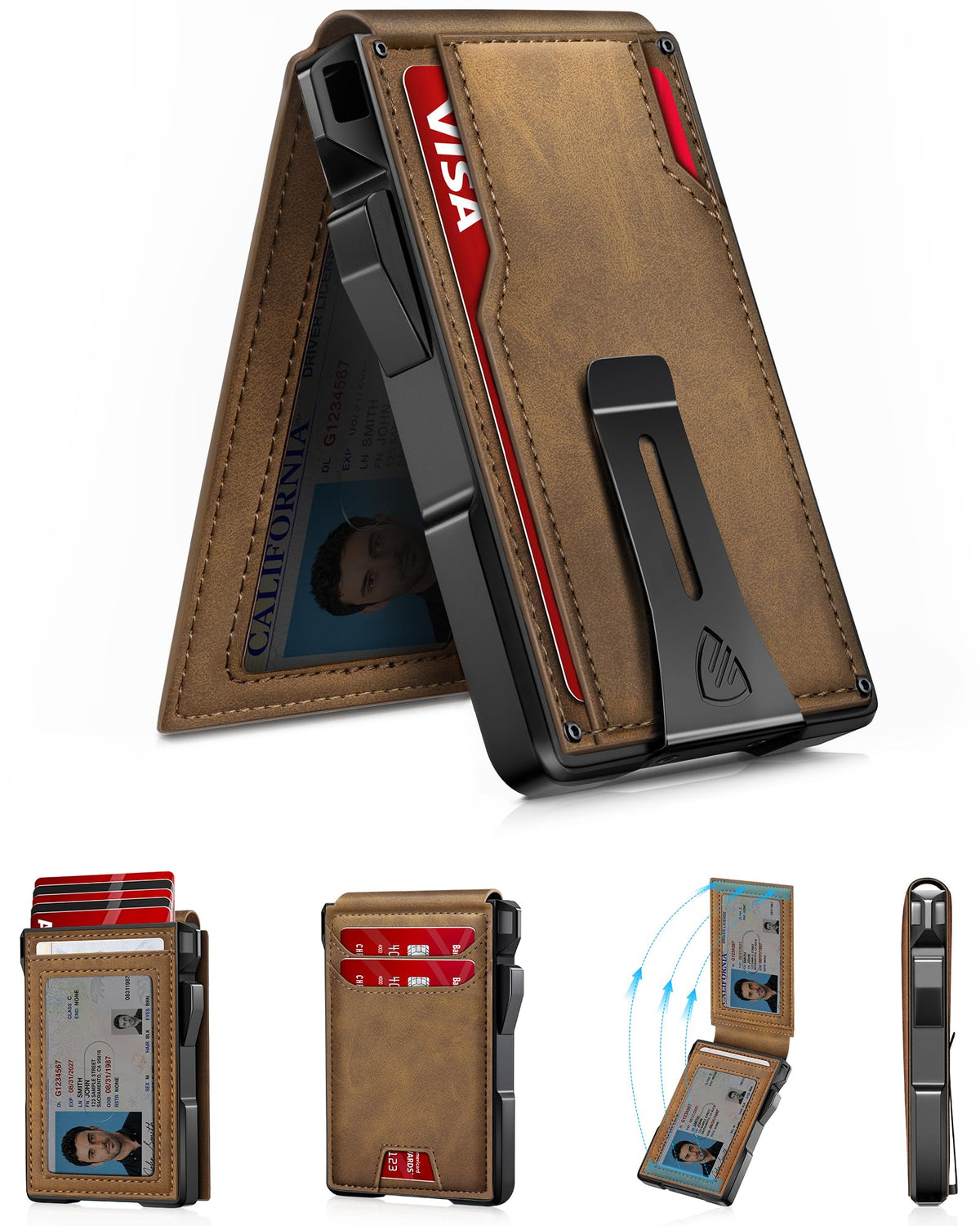 Wallet for Men, Mens Minimalist Wallet 14 Cards, Slim Compact RFID Wallet