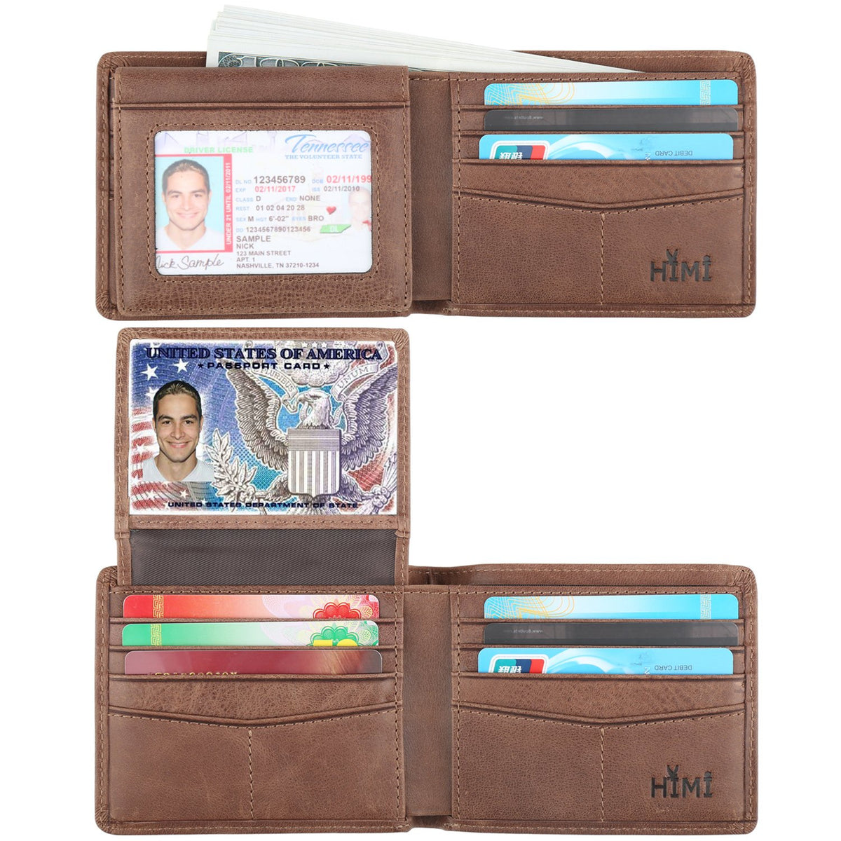 HIMI Wallet for Men-Genuine Leather RFID Blocking Bifold Stylish Wallet With 2 ID Window