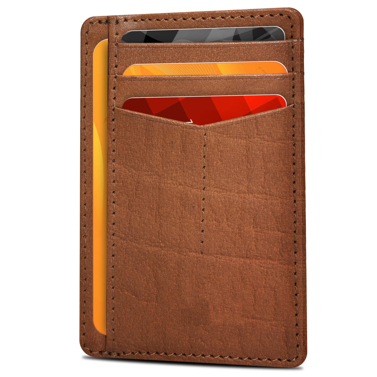 Slim Minimalist RFID Leather Wallet, Front Pocket Card Holder, Ebony