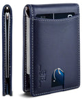 SERMAN BRANDS RFID Blocking Slim Bifold Genuine Leather Minimalist Front Pocket Wallets for Men with Money Clip Thin Gift