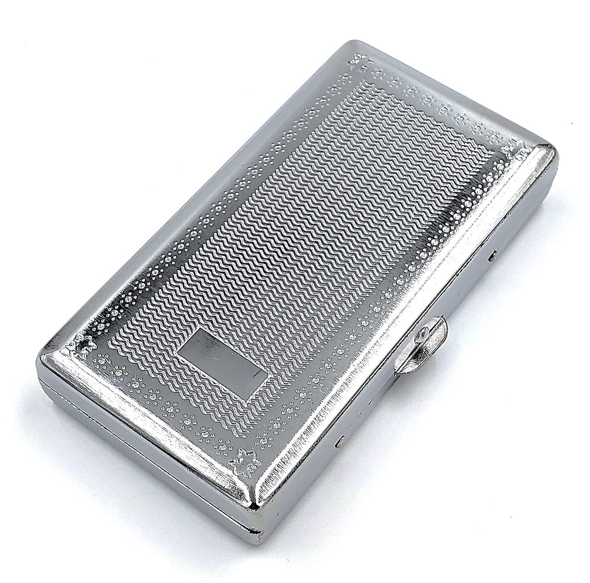 Cigarette Case Victorian Style Metal Holder for Regular, King and 100's Size Pocket Protective Security Wallet (ES100,Black)