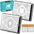 HiKeep Cigarette Case (2 Pack), Metal Cigarette Holder Case, Retro Outdoor