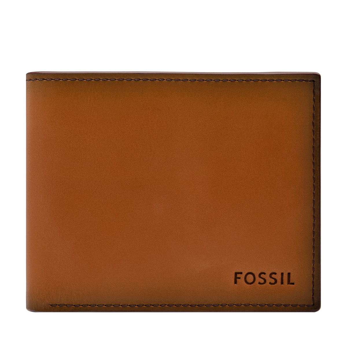Fossil Men's Wallet, Derrick Leather RFID-Blocking Wallet, Bifold with Flip ID, Dark Brown