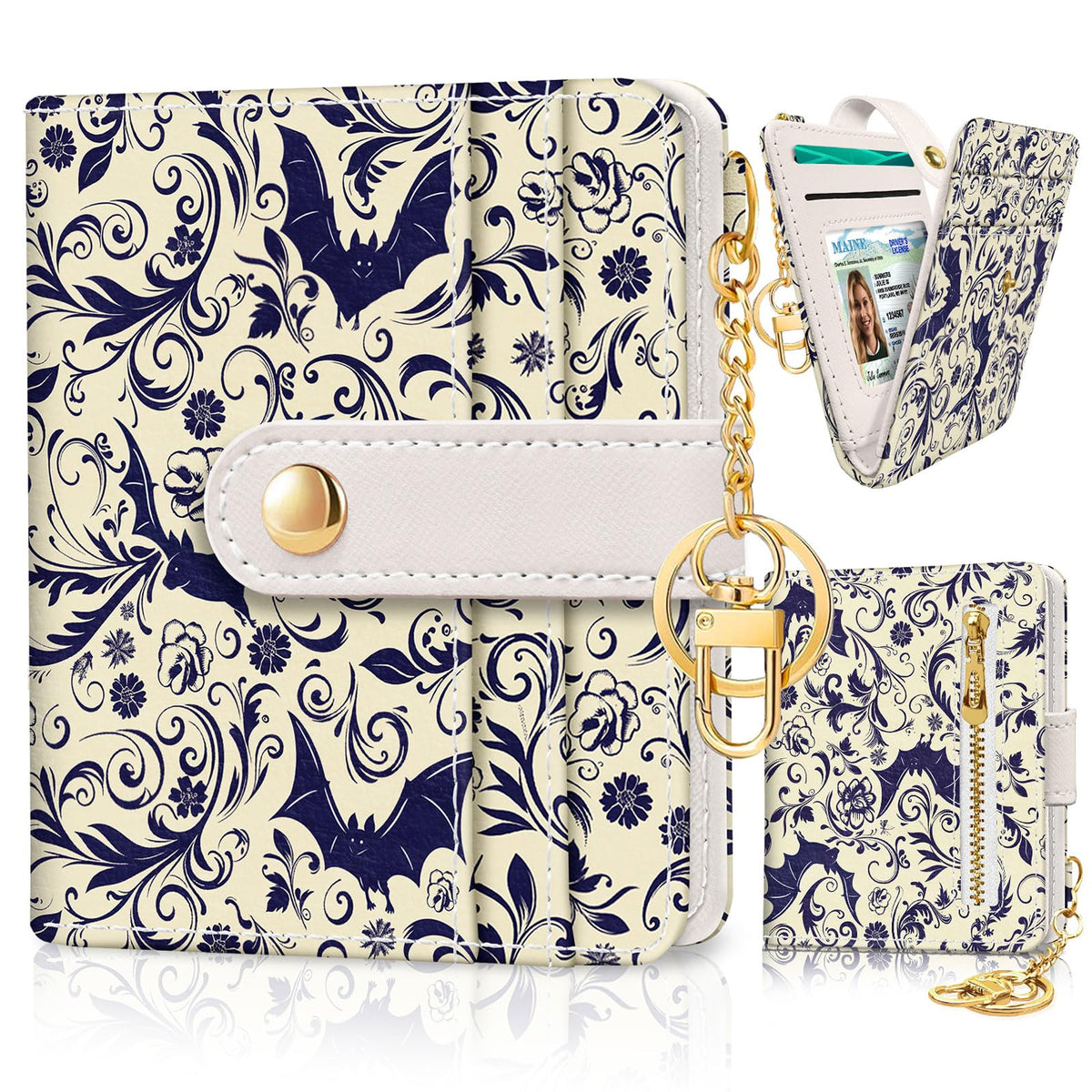 Jogjam Black Cat Floral Rfid Women Wallet, Small Slim Credit Card Holder