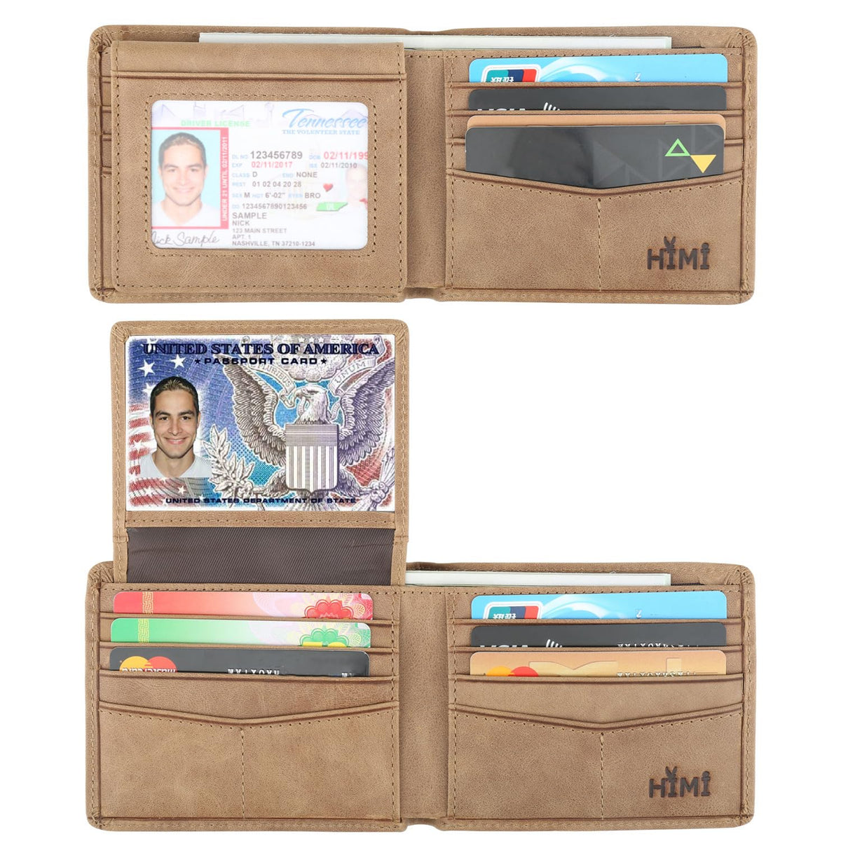 HIMI Wallet for Men-Genuine Leather RFID Blocking Bifold Stylish Wallet With 2 ID Window
