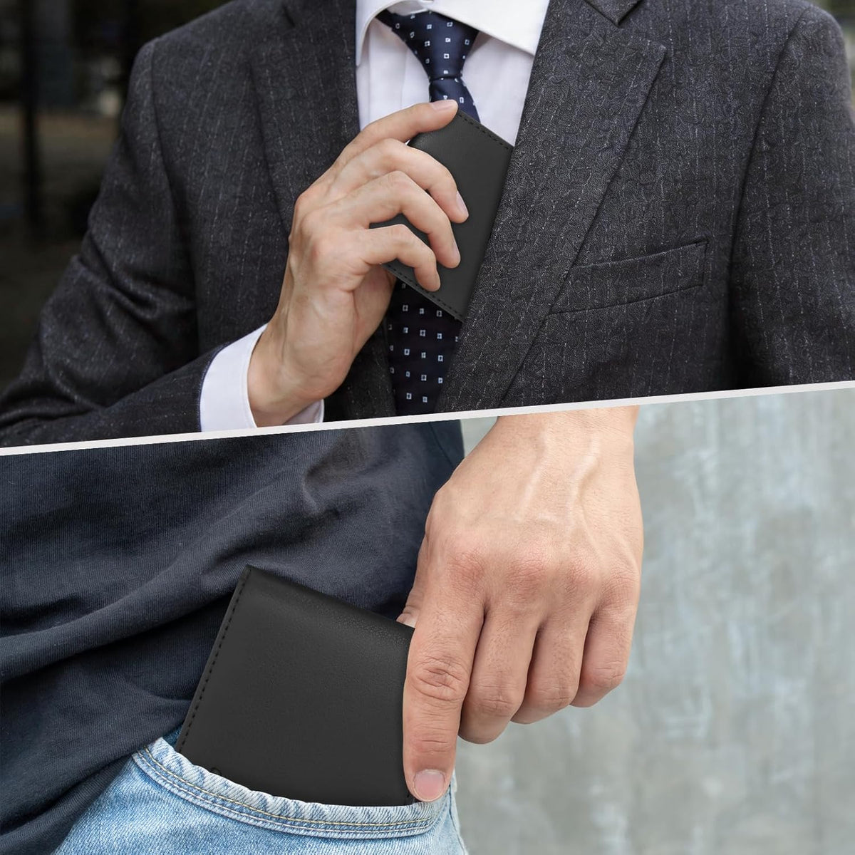 Chelmon Slim Wallet for Men ID Window with RFID Blocking Front Pocket Minimalist Bifold Bussiness Card Holder Gift for Men