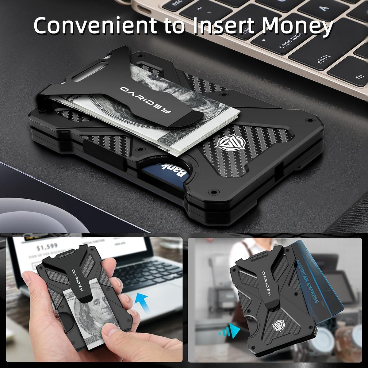 Oaridey Minimalist Wallet for Men with Clear ID Card Holder, RFID Blocking