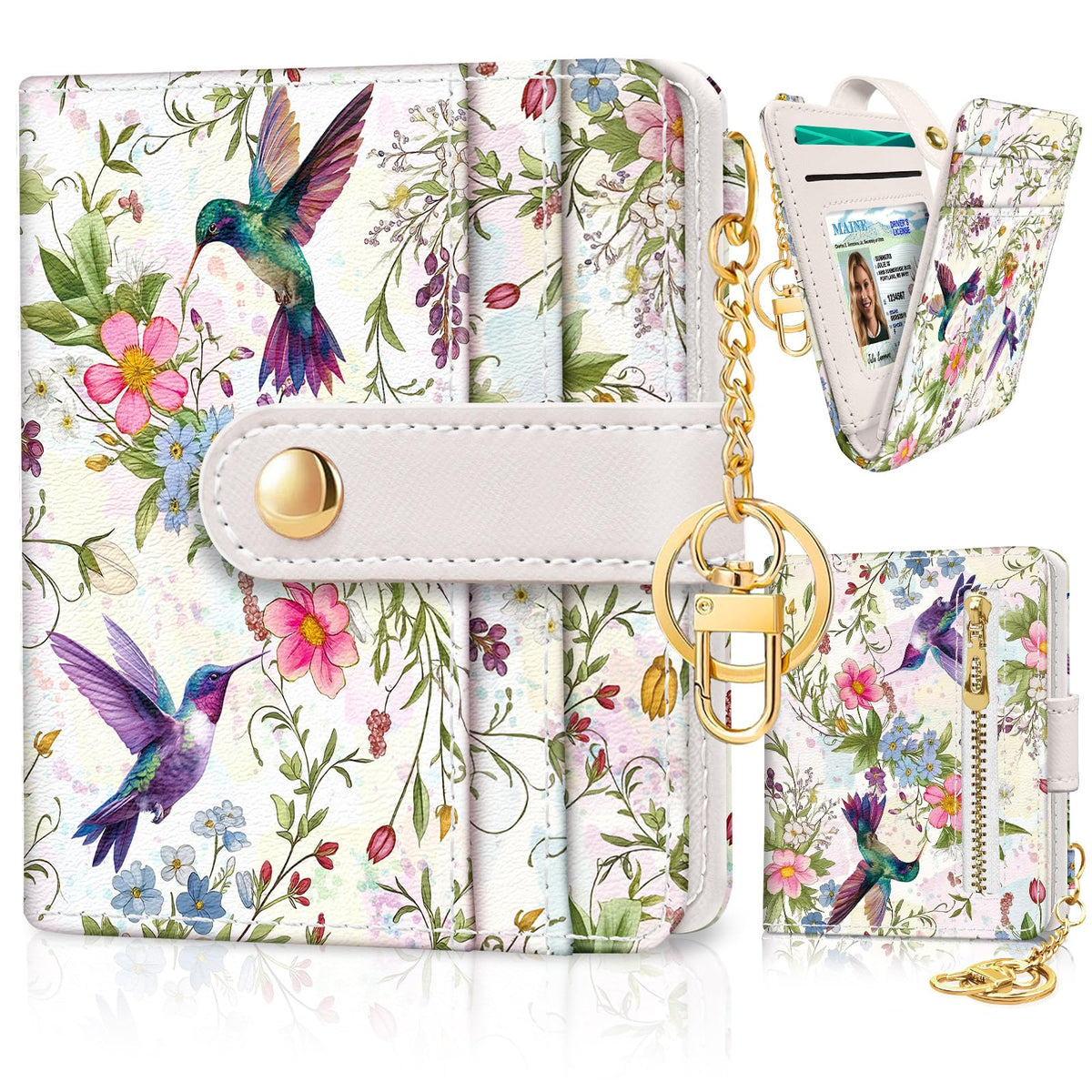 Jogjam Black Cat Floral Rfid Women Wallet, Small Slim Credit Card Holder
