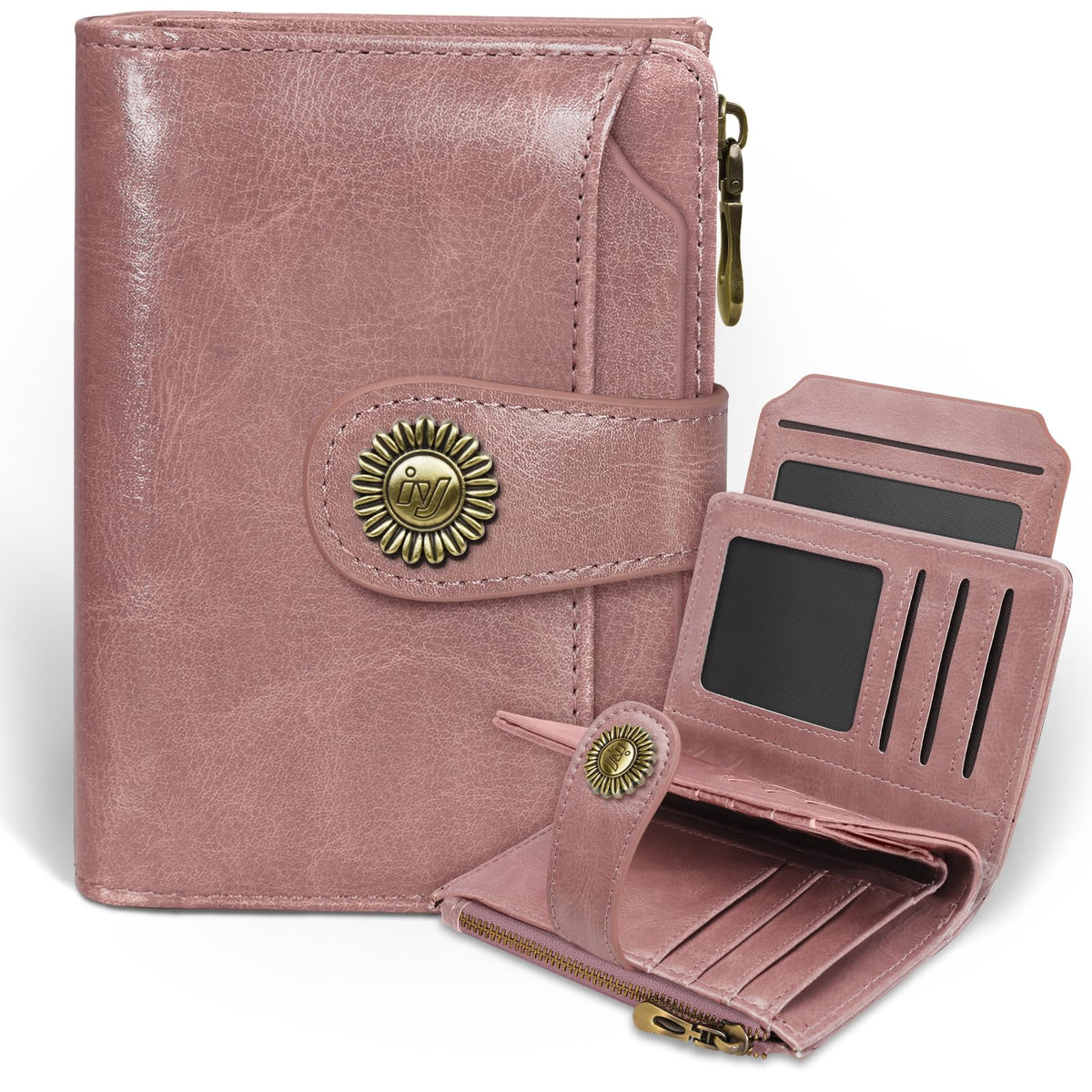Icycay Cat Small Wallet Women RFID Blocking Bifold Cute Credit Card Holder