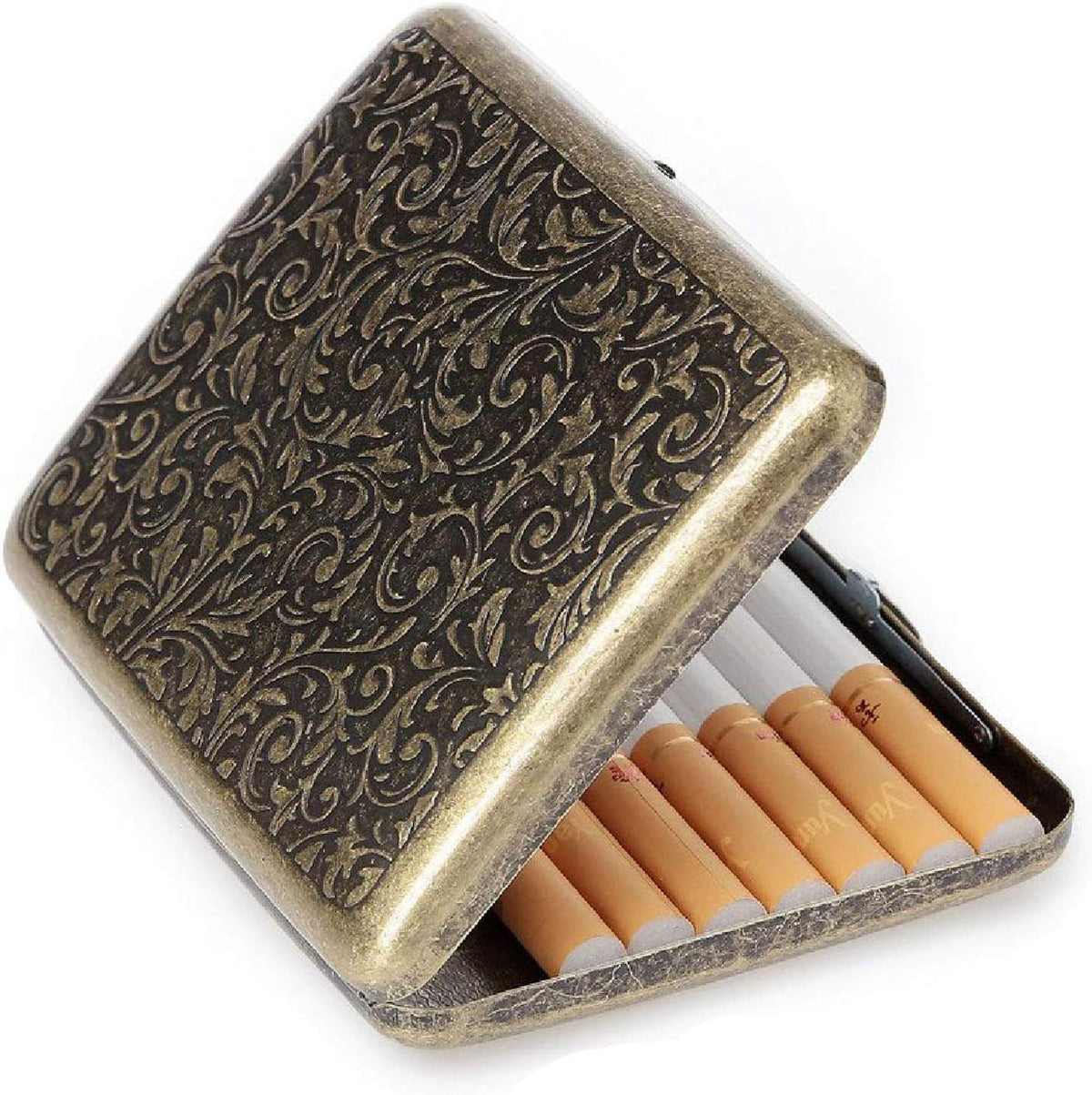 Retro Cigarettes Case Alloy Frosted Cigaret Box Double Sided Metal Cigarette Holder for 20 Regular Cigarettes