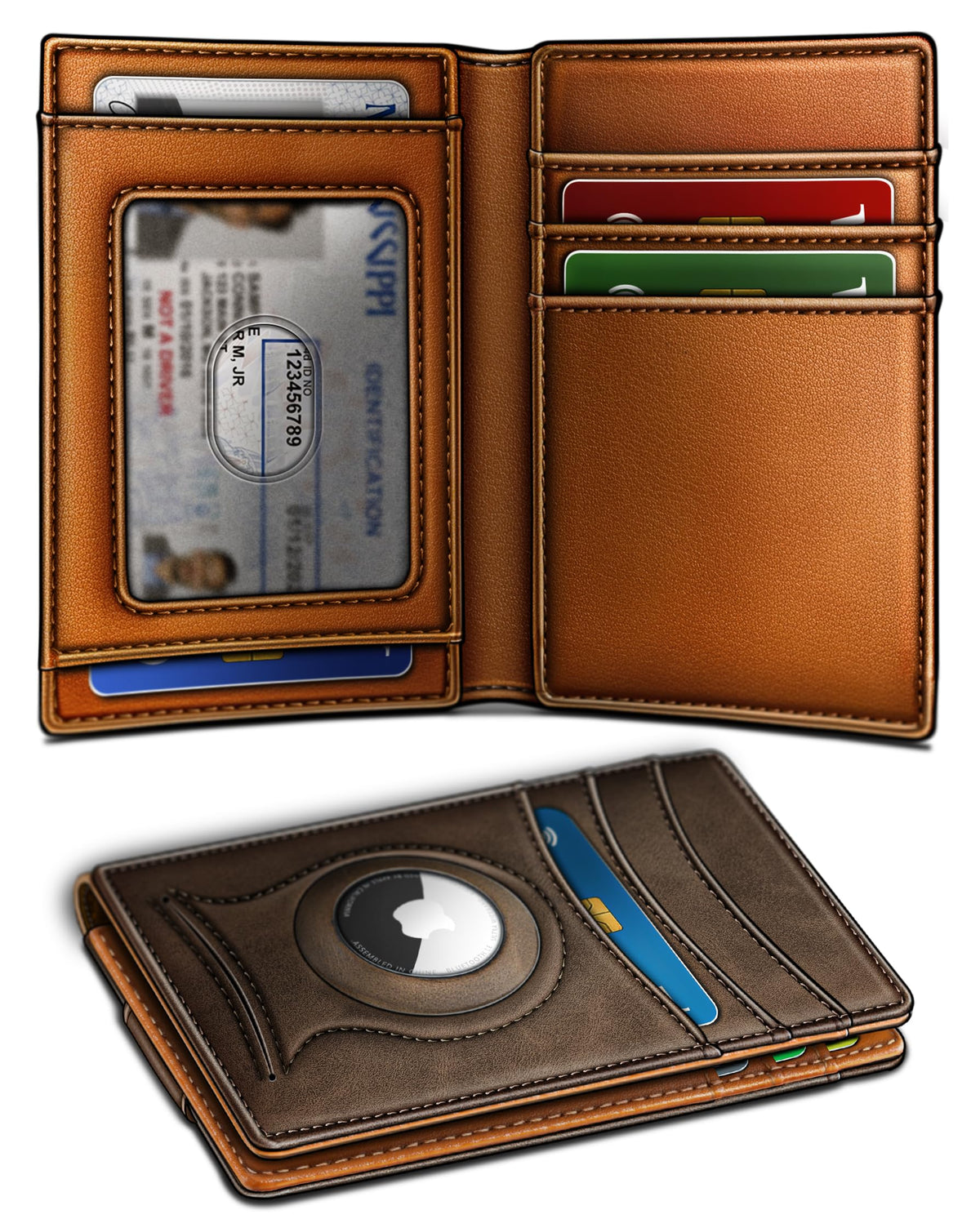 BULLIANT Magnetic Slim Leather Pocket Wallet Money Clip For Men 12Cards