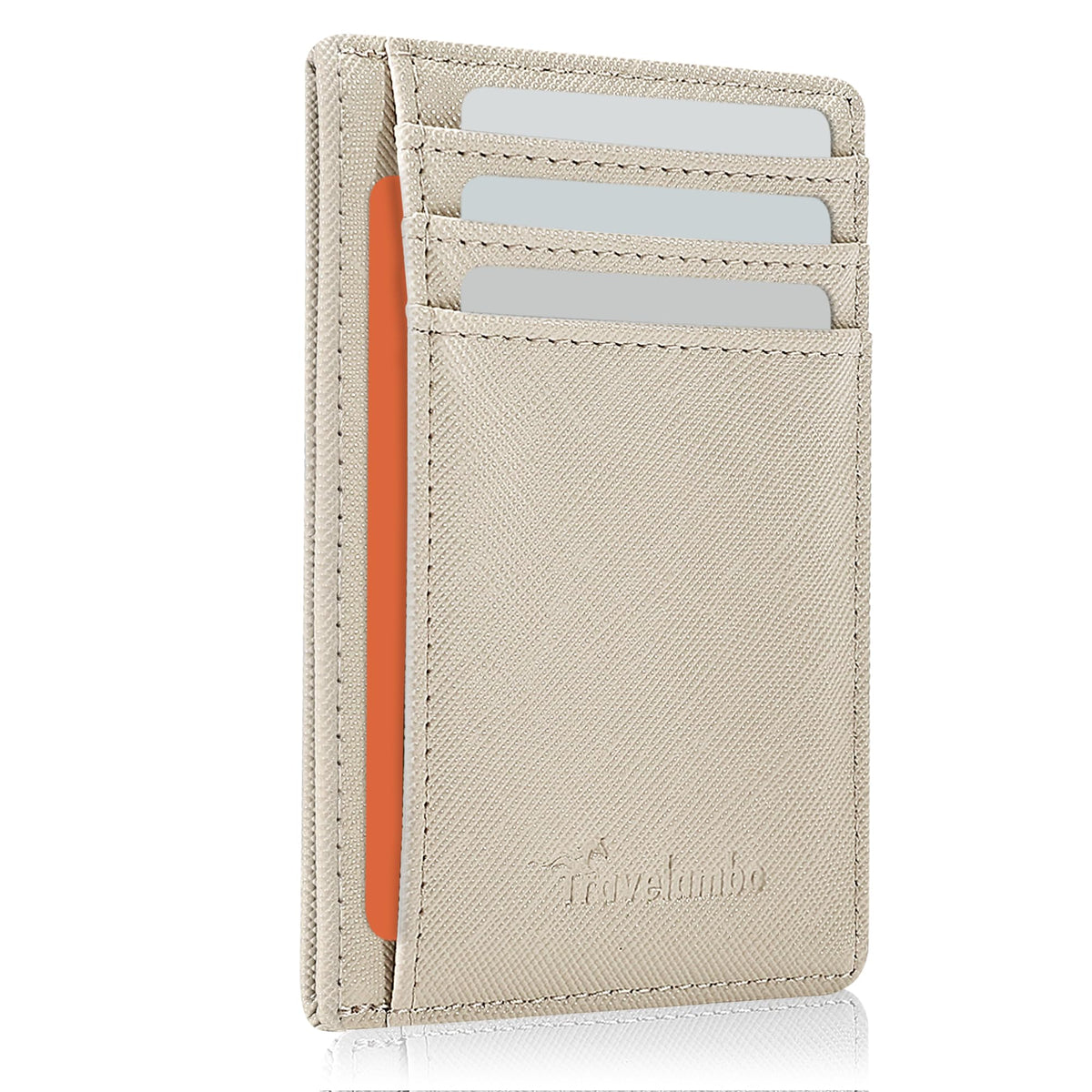 Travelambo Slim Wallet Front Pocket Minimalist Leather RFID Blocking Medium Size