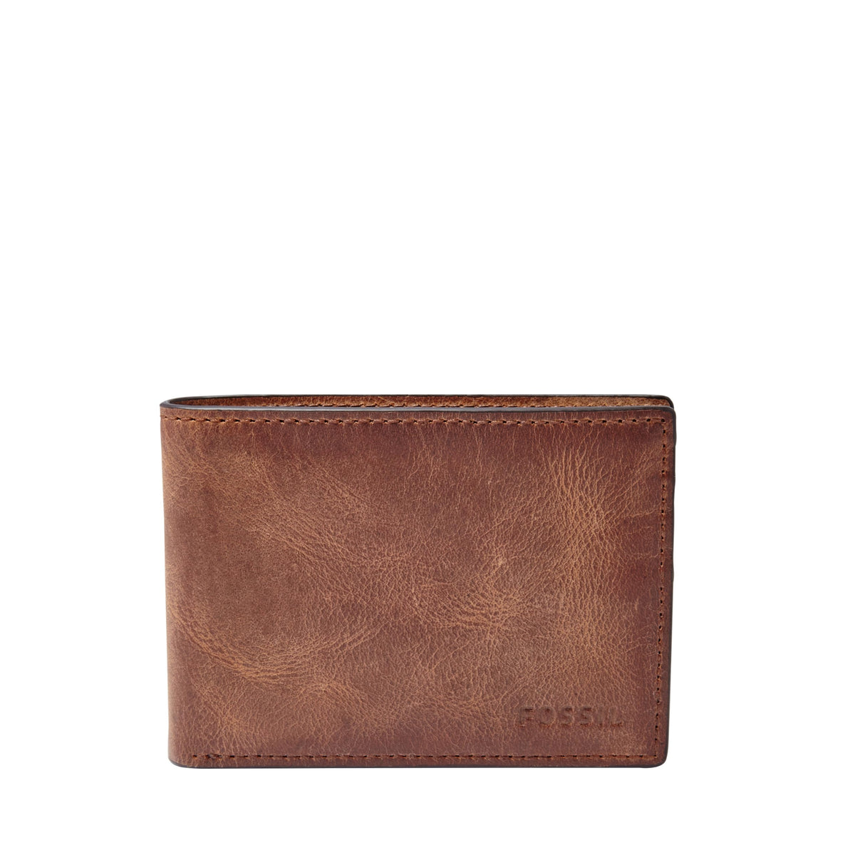 Fossil Men's Derrick Leather Slim Wallet for Men, Minimalist Magnetic Money Clip Bifold Front Pocket Wallet, Brown